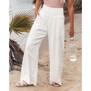 <span class=keywords><strong>Pantaloni</strong></span> da <span class=keywords><strong>donna</strong></span> in <span class=keywords><strong>lino</strong></span> <span class=keywords><strong>misto</strong></span> di cotone Casual su misura con gamba larga larga larga e leggera - Product Image 2