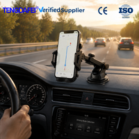 Support de téléphone portable universel 2 en 1 pour voiture, avec ventouse et bras télescopique, déverrouillage à une touche, support de téléphone rotatif à 360 degrés en plastique