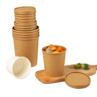 Bols à soupe et contenants à nouilles jetables en papier kraft à paroi simple, biodégradables et compostables, respectueux de l'environnement