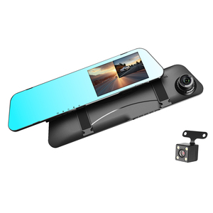 4.45inch Dash Cam phía sau xem gương xe máy ảnh phía trước 1080p và phía sau 720P Màn hình cảm ứng tầm nhìn ban đêm - Product Image 1
