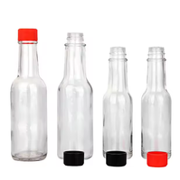 Botol Saus Pedas Kaca Transparan dengan Tutup Sekrup Plastik Merah untuk Sablon