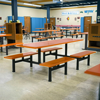 Ensemble table et chaises de salle à manger en acier moderne pour appartement, école, hôpital, utilisation durable, imperméable, design contemporain, capacité de 8 personnes