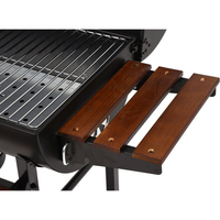 Barbecue à charbon de bois avec chariot en acier de qualité supérieure, revêtement en poudre, avec table en bois pour la vente en gros