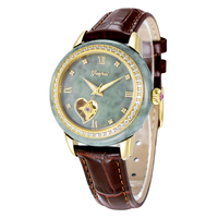 Reloj Mecánico Automático de Acero Inoxidable de Lujo con Jade Genuino para Parejas