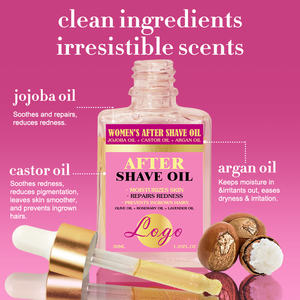 Huile Après-Rasage Apaisante et Réparatrice OEM pour Femme : Réduit les Rougeurs, Prévient les Poils Incarnés, Hydrate, Illumine la Peau, Soulage les Irritations et les Brûlures de Rasoir - Product Image 2