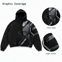 Sweat à capuche noir Original Slate Armor, motif géométrique, style streetwear utilitaire, pour le printemps, 100% polyester respirant, vente en gros OEM