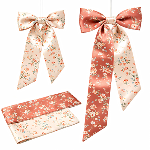 Vente en gros d'usine, nœuds en satin imprimés de fleurs avec logo personnalisé, nœuds pré-faits multi-usages pour l'emballage de cadeaux, pour les fournisseurs de fleurs - Product Image 6