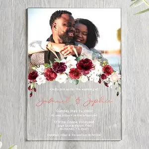 Tarjeta de invitación personalizada para boda, boda, foto de novio, transparente, de lujo