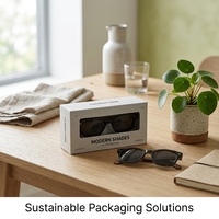 Boîte de rangement auto-élevante personnalisée en carton ivoire pliable pour lunettes et lunettes de soleil avec fenêtre transparente à effet bronzé