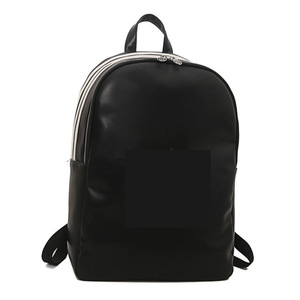 Solid Color Outdoor Travel <b>Backpack</b> Black Unisex <b>Waterproof</b> Casual Sports <b>Backpack</b> Large Capacity PU Texture Stitching Print - Product Image 5