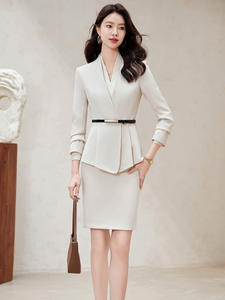 بيع بالجملة زي فندقي طقم بذلات عمل عالية للسيدات 2 قطعة جودة نسائية تنورة بذلات مكتب رسمية - Product Image 4