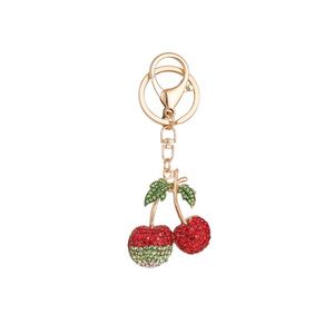 Wholesale Crystal Fruit Cherry Blossom Charm <b>Key</b> <b>Chain</b> Holder Custom Bling Rhinestone Cherry Keychain for Bag Accessories - Product Image 5