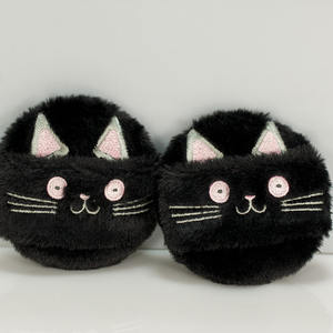 Puff cosido gato negro lindo diseño personalizado algodón y microfibra suave <span class=keywords><strong>maquillaje</strong></span> Puff para polvos sueltos - Product Image 6