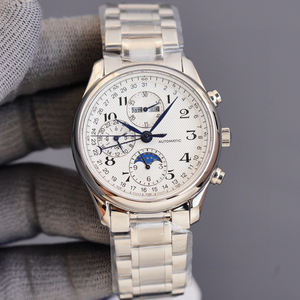 Montre en acier inoxydable avec cadran de 40 mm, design phase de lune à 8 aiguilles, résistance à l'eau de 30 m pour usage quotidien - Product Image 6