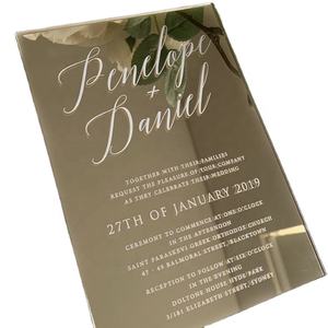 Düğün doğum günü hatıra için zarf ile kişiselleştirilmiş zarif altın ayna akrilik davetiyeleri kartları - Product Image 2