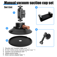 Support de fixation Magic Arm pour voiture avec ventouse, capacité de charge de 70 kg, filetage universel 1/4 pouce pour appareils photo reflex numériques et caméras d'action