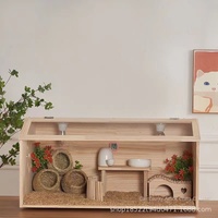Cage à hamster en bois avec panneau à vue dégagée, boîte d'élevage pour hamsters nains et cailles, habitat pour petits animaux