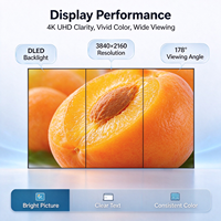 Téléviseur intelligent multi-écrans 85 pouces avec cadre de 0,65 mm sur quatre côtés, verre trempé, 4K UHD LED LCD, mur vidéo à épissure