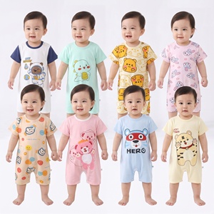 Yürüyor Boys t-shirt gömlek Tops yaz yenidoğan pijama açık Romper 100% % pamuk kısa kollu tarama takım çocuklar için - Product Image 1