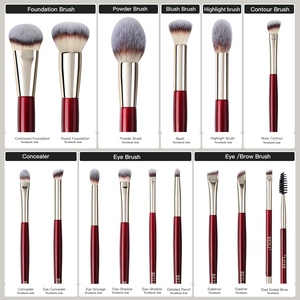 Ensemble de pinceaux de maquillage de luxe rouge bordeaux prêts à être expédiés, poils synthétiques, pinceau <span class=keywords><strong>pour</strong></span> poudre, fond de teint et anticernes, brocha de maquillaje - Product Image 3