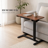 Table d'appoint réglable en forme de C pour canapé, bureau portable pour hôtel, salon et bureaux commerciaux, idéale pour les projets de mise en conformité multi-unités