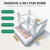 Château gonflable commercial en PVC blanc de 13x13x10 pieds avec toboggan et piscine à balles pour fêtes intérieures/extérieures