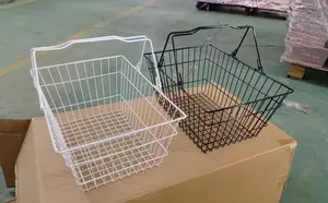 Stackable Metal Wire Basket Supermarket Shopping Basket With Double Handles