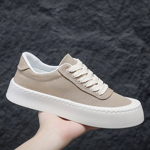 Spring New Hong Kong Style Men's Canvas Lace-Up <strong>Sneakers</strong> Thick <strong>Sole</strong> Casual Shoes - Product Image 4