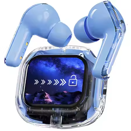 2025 New TWS Air Max Game Earbuds High Quality Wireless In-Ear Earphones with Transparent Design LCD Touch Screen JL Chipset