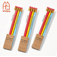 Ensemble de crayons en bois personnalisés avec gomme, crayons hexagonaux multicolores avec boîte en papier, papeterie cadeau pour l'école et le bureau