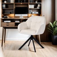 Shell 360 ° Rotatif Pivotant Beige Velours Lounge Chair Chenille Tissu Fauteuil Coiffeuse Salle À Manger Chaise Siège