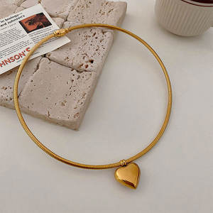 Collar personalizado de acero inoxidable 316L, chapado en oro PVD de 14K/18K, joyería fina de moda, gargantilla con forma de corazón para mujer. - Product Image 2