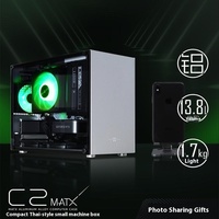 Boîtier blanc pour mini ordinateur de jeu C2 MATX tout aluminium de qualité supérieure avec alimentation ATX latérale transparente et carte graphique à prise directe