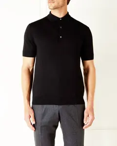Toptan yeni varış erkek örgü kısa kollu Polo tişört 100% merinos yünü Polo gömlekler erkekler camisas