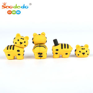 Soododo XDDZ3 OEM Vente en gros Mini crayon en caoutchouc mignon dessin animé <span class=keywords><strong>tigre</strong></span> forme gommes cadeau amusant 3d pour l'école enfants Animal hélicoptère - Product Image 6