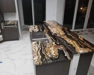 Granito negro con vetas doradas para encimera de cocina, piedra Natural, pulido de lujo - Product Image 3