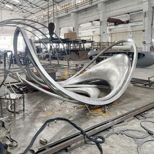 Sculpture 3D personnalisée en acier inoxydable, style antique abstrait, représentant un espace urbain, une villa en bord de mer, une art Paysagère Moderne pour l'extérieur (LL329) - Product Image 5