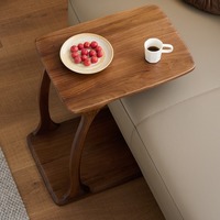 Table d'appoint multifonctionnelle en bois massif, table basse en noyer noir, style moderne et luxueux pour salon