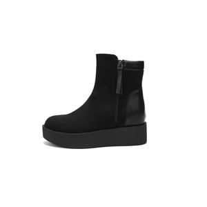 Bottines à talon compensé en cuir suédé pour femmes, bout rond, avec fermeture éclair latérale, bottines à la mode d'automne, Y91236 - Product Image 5