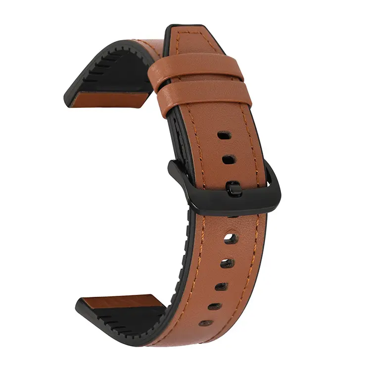 Quick Release Watch Band 22mm and 20mm Leather Silicone Hybrid Watch Bands for Samsung Galaxy Huawei and Amazfit