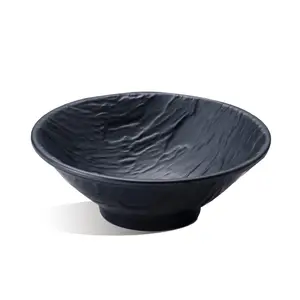 8" Melamine bowls scratch-resistant dishwasher-safe black round bowl for family-style restaurant serving Italian pasta salad