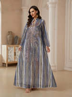 Abaya Maxi Élégante et Respirante en Polyester Brodé de Paillettes pour Femme Adulte, Idéale pour les Mariages et Toutes les Saisons