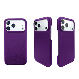 Carcasa de PU Monocromática en Morado Oscuro Sólido para iPhone 15, Textura Natural en Relieve, Estampado en Caliente, Antiarañazos, Protección de 360° - Product Image 1