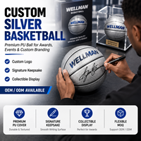 Ballon de basket en argent souvenir, taille 7, en PU écologique, durable, avec logo d'équipe personnalisé imprimé, pour cérémonie de remise des prix