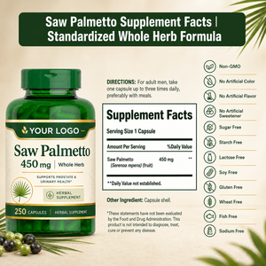 Suplemento de Bienestar Masculino ODM OEM de Última Tendencia, Apoyo Urinario, Nutrición de la Próstata, 250 Cápsulas de Gran Capacidad con Saw Palmetto para Hombres Adultos - Product Image 4