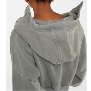 Sudadera con capucha extragrande con cremallera y logo personalizado, estilo distressed, 100% algodón, streetwear, lavado ácido, hombros caídos, Y2K - Product Image 5