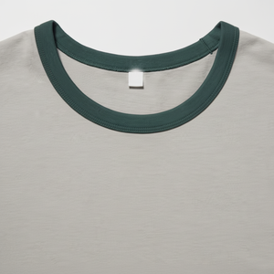 Men's AIRism Cotton Oversized Mock Neck Ringer T-<b>Shirt</b> (<b>Half</b> <b>Sleeve</b>) Ringer T <b>Shirts</b> - Product Image 1