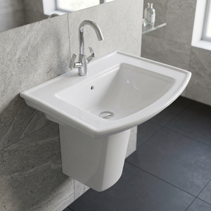 Juego de Lavabo de Cerámica de Lujo Vistaar con Pedestal, Estilo Europeo, Lavabo Suspendido en la Pared - Product Image 3