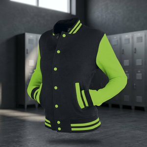 High Quality Mens Varsity <b>Jacket</b> Coated Stand Collar Silk Satin Finish Customizable Outdoor Fashion with <b>Pink</b> & Green Patchwork - Product Image 3