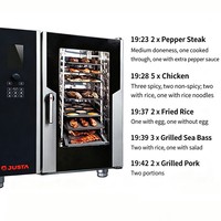 Four à convection et vapeur commercial JUSTA 4 niveaux avec écran LCD, en acier inoxydable 304, commande tactile, multifonction 8-en-1 pour boulangerie
